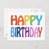 ハッピーバースデー- Happy カラフル Greeting ポストカード (正面/裏面)