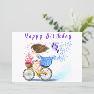 ハッピーバースデー- Happy Young Girl On A Bike - Love