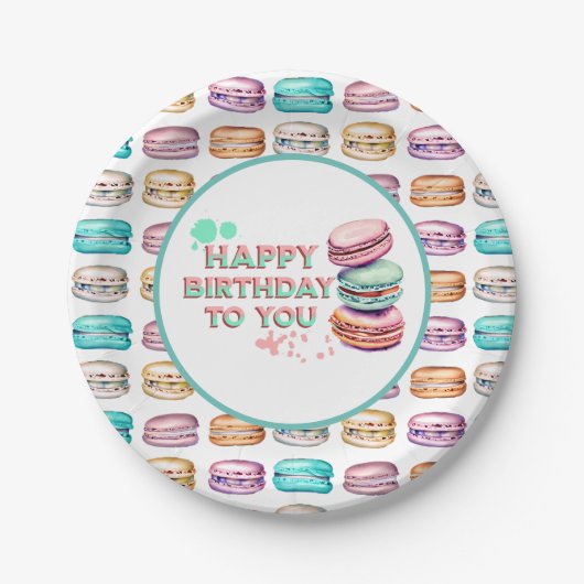 ハッピーバースデー | Macaron ペーパープレート (正面)