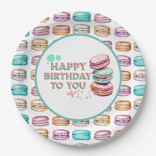 ハッピーバースデー | Macaron ペーパープレート (正面)