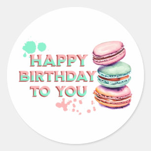 ハッピーバースデー Macaron ラウンドシール