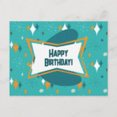 ハッピーバースデー、MCM アトミック スターバースト ティール ポストカード (正面)