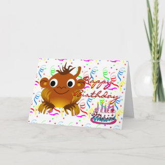 ハッピーバースデー(Monkey Cartoon & 中国の Word) カード