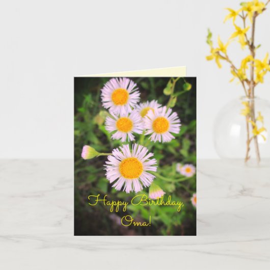 ハッピーバースデー、Oma! 美しい日を過して下さい! カード (黄色い花)