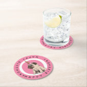 ハッピーバースデー| Pugicorn ラウンドペーパーコースター (インサイチュ)