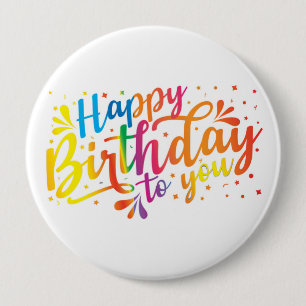 ハッピーバースデー- rainbow colors誕生日ボタン 缶バッジ