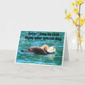 ハッピーバースデー**SIS**かわいいオッターカードだと言う カード (黄色い花)