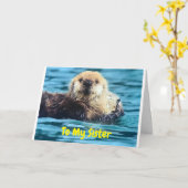 ハッピーバースデー**SIS**かわいいカワウソ カード (黄色い花)