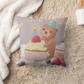 ハッピーバースデー: Teddy Bear & Cupcakes クッション (ブランケット)
