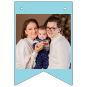 ハッピーバースデーAny Age Photo Blue White バンティングフラッグ (第2の旗)