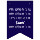 ハッピーバースデーAny Age Photo Blue White バンティングフラッグ (第1の旗)