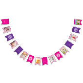 ハッピーバースデーAny Age Photo Pink Purple バンティングフラッグ (全)
