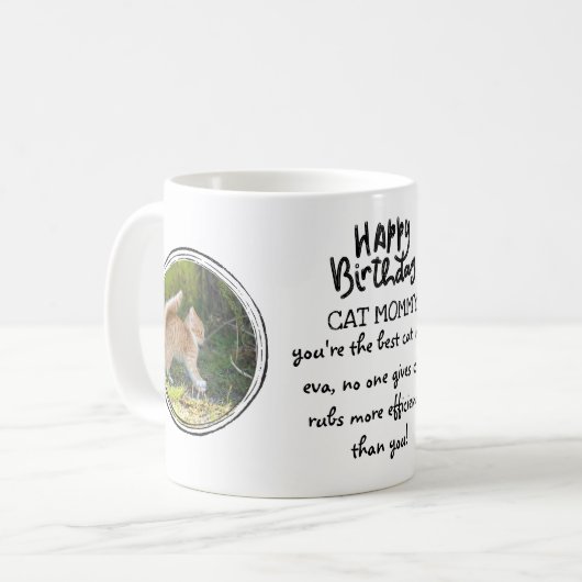 ハッピーバースデーCAT Mommy - 2枚の写真と文字を追加 コーヒーマグカップ (正面左)