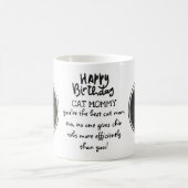 ハッピーバースデーCAT Mommy - 2枚の写真と文字を追加 コーヒーマグカップ (中央)
