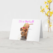 ハッピーバースデーDachshundグリーティングカード カード (黄色い花)