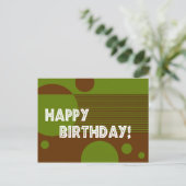 ハッピーバースデーDottyラインポストカード(オリーブ/ブラウン) ポストカード (スタンド正面)