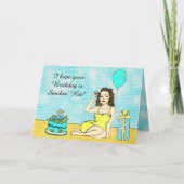 ハッピーバースデーfor Himセクシーピンナップレトロレディ カード (正面)