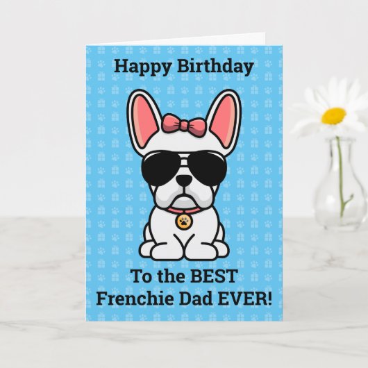 ハッピーバースデーfrom Dog White フランスの Bulldog カード (小さな植物)