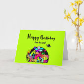 ハッピーバースデーfrom the集団 – かわいい宇宙エイリアン カード (黄色い花)