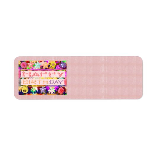 ハッピーバースデーHappyBirthdayカラー芸術的シェード ラベル (正面)