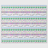 ハッピーバースデーin韓国カップケーキと紙吹雪 ラッピングペーパー (フラット)