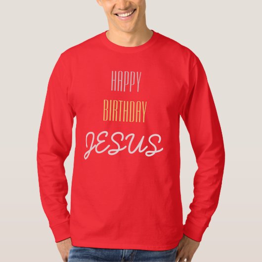 ハッピーバースデーJESUS -さくらんぼ、ホワイト、レモン Tシャツ (正面)