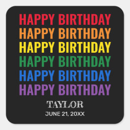 ハッピーバースデーLGBTプライドLGBTQトランスジェンダースクエア スクエアシール