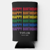 ハッピーバースデーLGBTプライドLGBTQトランスジェンダー スリム缶クーラー (裏面)