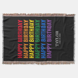 ハッピーバースデーLGBTプライドLGBTQトランスジェンダー スローブランケット