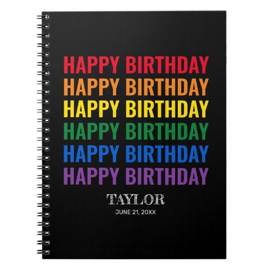 ハッピーバースデーLGBTプライドLGBTQトランスジェンダー ノートブック (正面)
