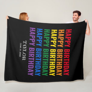 ハッピーバースデーLGBTプライドLGBTQトランスジェンダー フリースブランケット