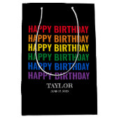 ハッピーバースデーLGBTプライドLGBTQトランスジェンダー ミディアムペーパーバッグ (正面)