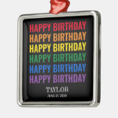 ハッピーバースデーLGBTプライドLGBTQトランスジェンダー メタルオーナメント (左)