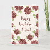 ハッピーバースデーMom汎用 – 赤いデイジーフレーム。 カード (正面)