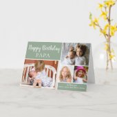 ハッピーバースデーPAPAフォトコラージグリーンカード カード (黄色い花)