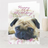 ハッピーバースデーPugビッググリーティングカード