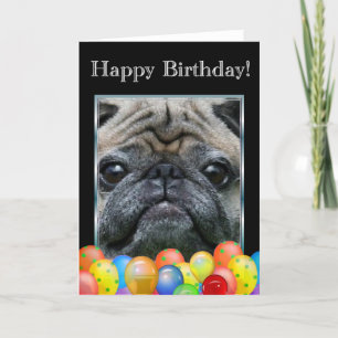 ハッピーバースデーPug Dogカード カード