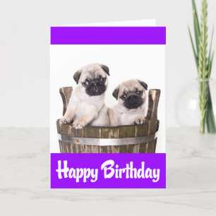 ハッピーバースデーPUG PUPY DOGSグリーティングカードの詩 カード