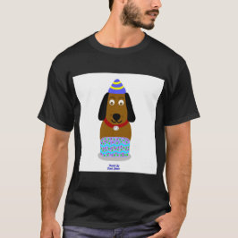 ハッピーバースデーPupメンズブラックベーシックTシャツ Tシャツ
