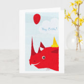 ハッピーバースデーRhino (編集可能文字) カード (黄色い花)