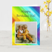 ハッピーバースデーSisと写真カスタマイズ カード (黄色い花)