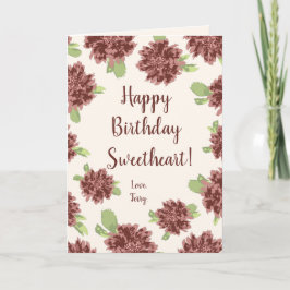 ハッピーバースデーSweetheart – 赤いデイジーフレーム。 カード