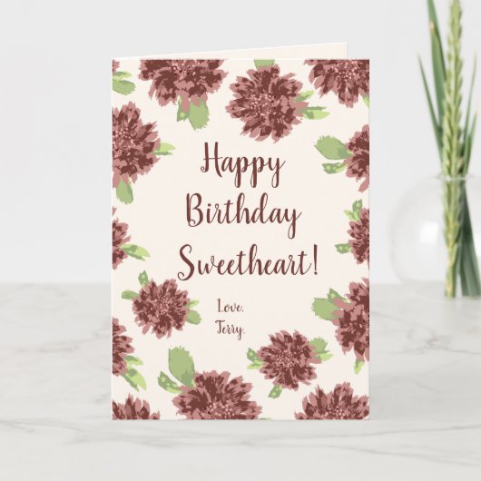 ハッピーバースデーSweetheart – 赤いデイジーフレーム。 カード (正面)