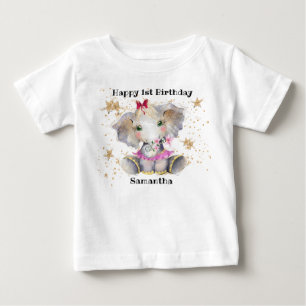 ハッピーバースデーTシャツ第1期ベビーゾウ ベビーTシャツ