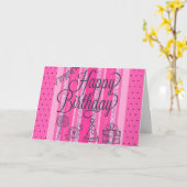 ハッピーバースデーTo Youミュージカルピンクとブラックカード カード (黄色い花)