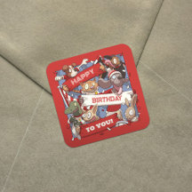 ハッピーバースデーTo You動物ファン赤と白