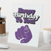 ハッピーバースデーTo You紫色のペデスタルサイン 台座サイン (インサイチュ)