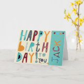 ハッピーバースデーTo You – 女のファンキー子の男の子より濃い青 カード (黄色い花)