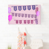 ハッピーバースデーTo You Pink Bunting and Balloons 横断幕 (インサイチュ)