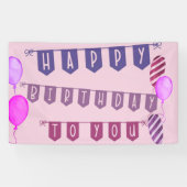 ハッピーバースデーTo You Pink Bunting and Balloons 横断幕 (横)